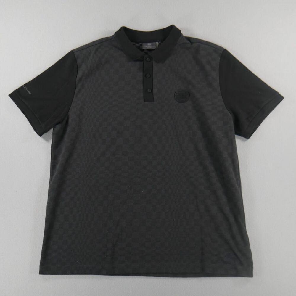 Porsche Jacquard Heritage‎ 911 Spirit 70 Checkered Polo Shirt L Gray Black FLAW